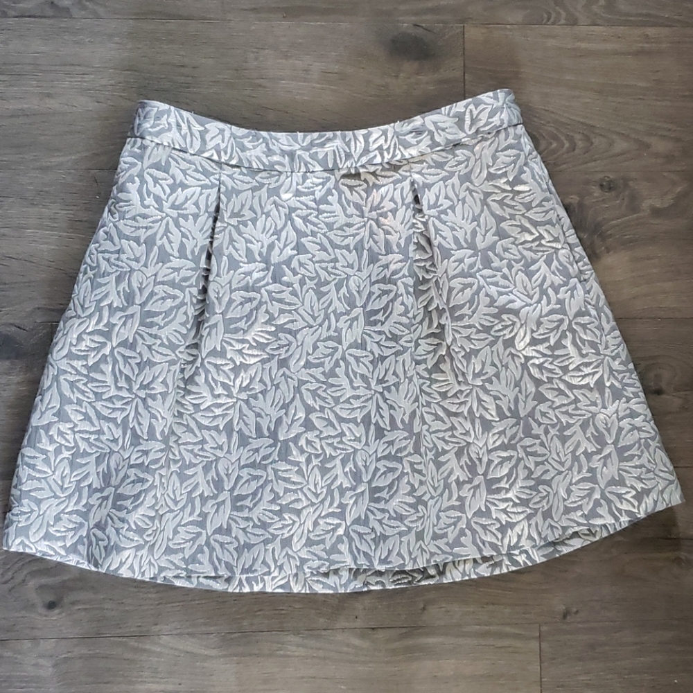 Fully lined silver brocade skater circle skirt